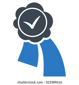 Validation Seal vector icon. Style is bicolor flat symbol, smooth blue colors, rounded angles, white background.
