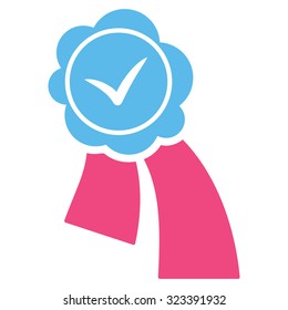 Validation Seal vector icon. Style is bicolor flat symbol, pink and blue colors, rounded angles, white background.