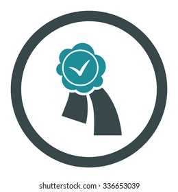 Validation Seal vector icon. Style is bicolor flat rounded symbol, soft blue colors, rounded angles, white background.