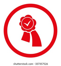 Validation Seal vector icon. Style is flat rounded symbol, red color, rounded angles, white background.