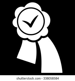 Validation Seal vector icon. Style is flat symbol, white color, rounded angles, black background.