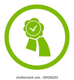 Validation Seal vector icon. Style is flat rounded symbol, eco green color, rounded angles, white background.