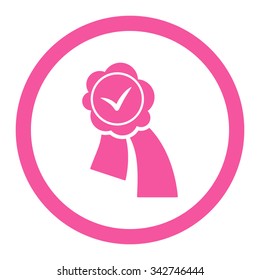 Validation Seal vector icon. Style is flat rounded symbol, pink color, rounded angles, white background.