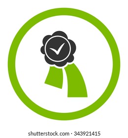 Validation Seal vector icon. Style is bicolor flat rounded symbol, eco green and gray colors, rounded angles, white background.