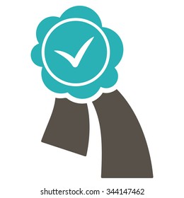 Validation Seal vector icon. Style is bicolor flat symbol, grey and cyan colors, rounded angles, white background.