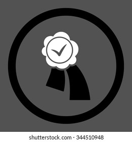 Validation Seal vector icon. Style is bicolor flat rounded symbol, black and white colors, rounded angles, gray background.