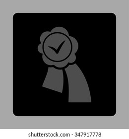 Validation Stamp vector icon. Style is flat rounded square button, gray and black colors, silver background.
