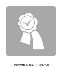 Validation Stamp vector icon. Style is flat rounded square button, white and silver colors, white background.