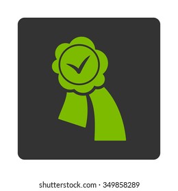 Validation Stamp vector icon. Style is flat rounded square button, eco green and gray colors, white background.