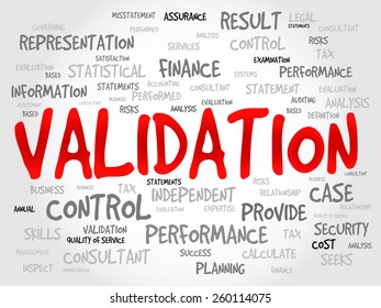 VALIDATION word cloud, business concept