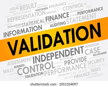 Validation Word Cloud Collage Business Concept Stock Vector (Royalty ...