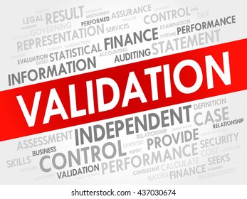 VALIDATION word cloud collage, business concept background