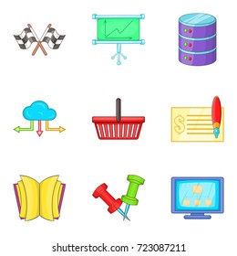 Validity icons set. Cartoon set of 9 validity vector icons for web isolated on white background