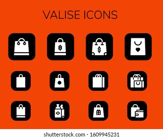 valise icon set. 12 filled valise icons. Included Shopping bag icons