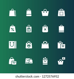 valise icon set. Collection of 16 filled valise icons included Shopping bag
