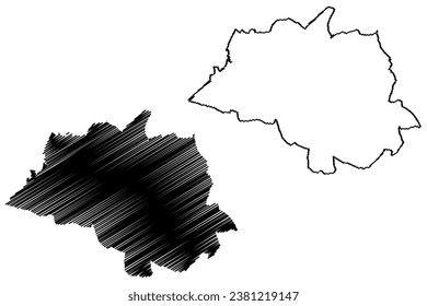 Valkenburg aan de Geul municipality (Kingdom of the Netherlands, Holland, Limburg province) map vector illustration, scribble sketch Valkeberg aan de Geul map