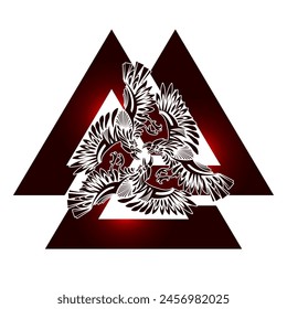 The Valknut is an ancient Scandinavian ritual pagan symbol consisting of three intertwined triangles. Cult of Odin. Warriors of Valhalla