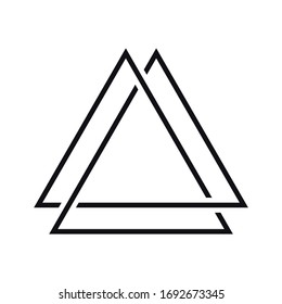 valknut, linear icon on a white background. vector illustration. intertwining of the three triangles. tattoo.