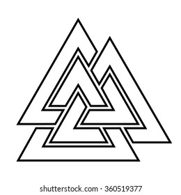 Valknut outline symbol . Vector illustration