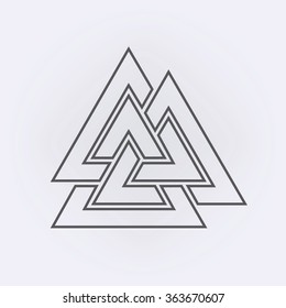 Valknut outline symbol . Vector illustration