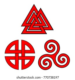Valknut, shield knot and triskelion