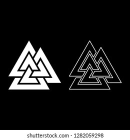 Valknut sign symblol icon set white color