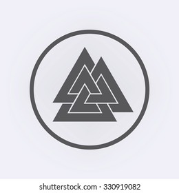 Valknut symbol in circle . Vector illustration