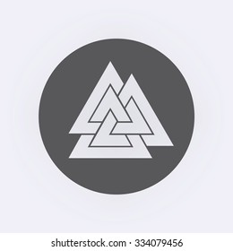 Valknut symbol in circle . Vector illustration