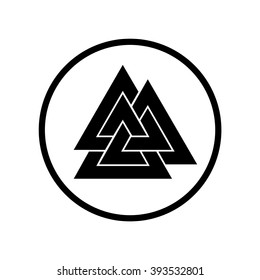 Valknut symbol in circle . Vector illustration