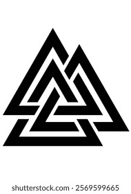 Valknut, symbol of the god Odin stencil - vector silhouette image for logo or pictogram. Valknut symbol from Scandinavian mythology and runic magic.