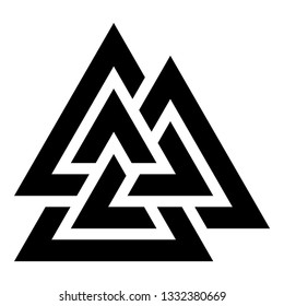 Valknut symbol icon black color vector illustration flat style simple image