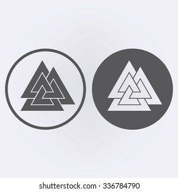 Valknut symbol set in circle . Vector illustration