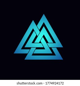 valknut, symbol of the Trinity. Interwoven triangles. Vector illustration. Flat icon. Logo, tattoo, amulet. Esotericism, the occult, sacred geometry.