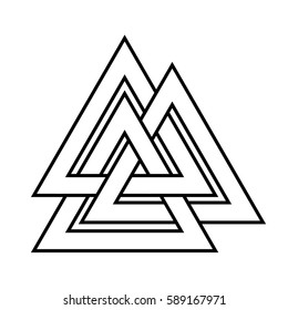 Símbolo de castaño del extremo mundial del árbol Yggdrasil. Signo del dios Odin. Se refiere a la cultura nórdica.Logo de Triangle. Símbolo de la edad de vibración.