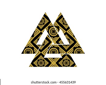 Valknut is a symbol of the world's end of the tree Yggdrasil. Sign of the god Odin. It refers to the Norse culture.