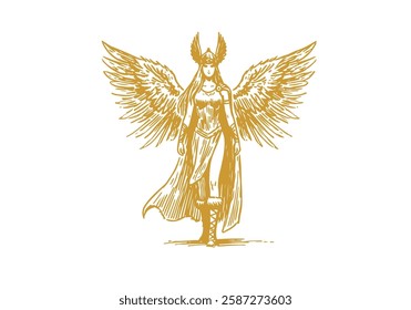 Valkyrie hand drawn sketch vector