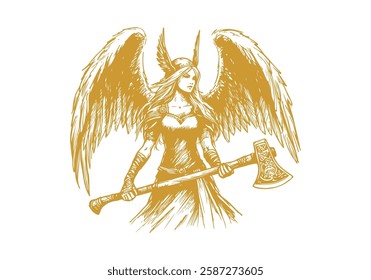 Valkyrie hand drawn sketch vector