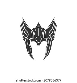 Valkyrie Helmet Icon Silhouette Illustration  Viking Mythology Vector Graphic Pictogram Symbol Clip Art  Doodle Sketch Black Sign 