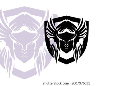 Valkyrie logo Design with black color Template Vector Illustration