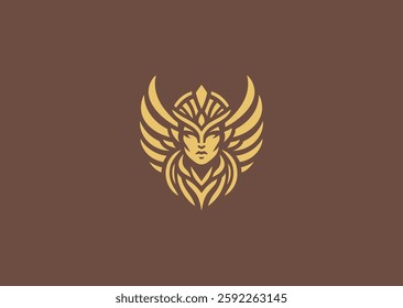 Valkyrie Logo – A fierce and majestic Valkyrie, symbolizing courage, honor, and Norse mythology.