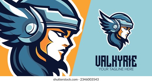 Valkyrie Mascot Vector Logo: Modern Illustration Concept for Sport and Esport Team Emblem, Badge, T-shirt Printing