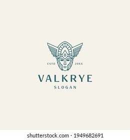 Valkyrie Mono Line Logo Icon Design Template Vector Illustration