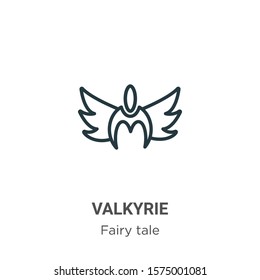 Valkyrie outline vector icon. Thin line black valkyrie icon, flat vector simple element illustration from editable fairy tale concept isolated on white background