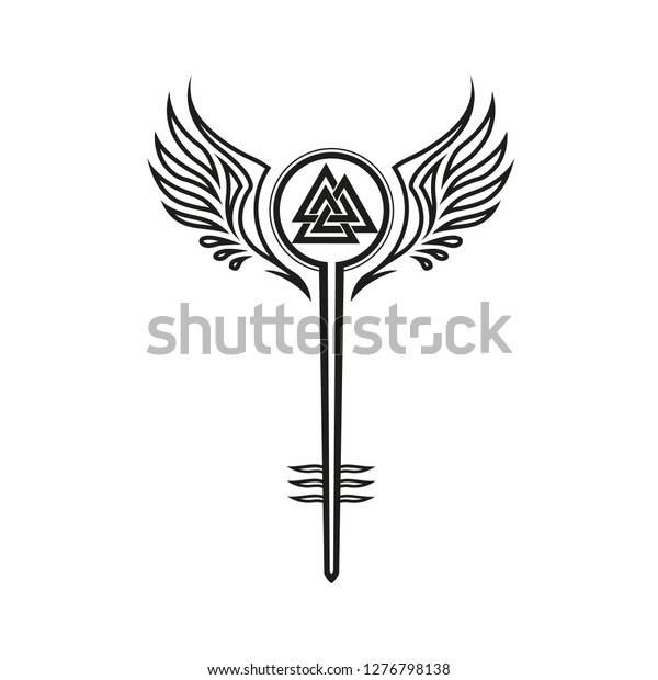 Valkyrie Vikings Shieldmaiden Odin Symbol Valknut Stock Vector