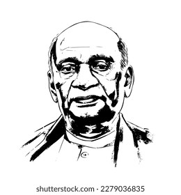 Vallabhbhai Jhaverbhai Patel, endeared as Sardar Patel famous Indian statesman first Deputy Prime Minister of India vector illustration portrait