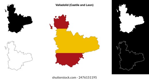 Valladolid province outline map set