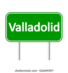 Valladolid road sign isolated on white background.