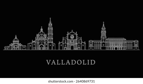 Valladolid Skyline with Spain Landmark vector.