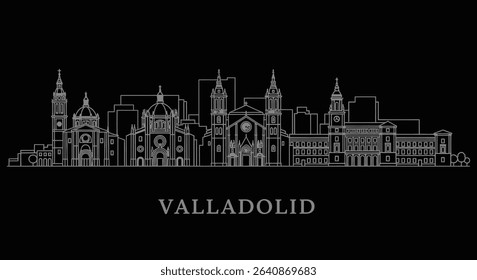 Valladolid with Spain skyline silhouette vector.