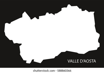 Valle d'Aosta Italy Map black inverted silhouette